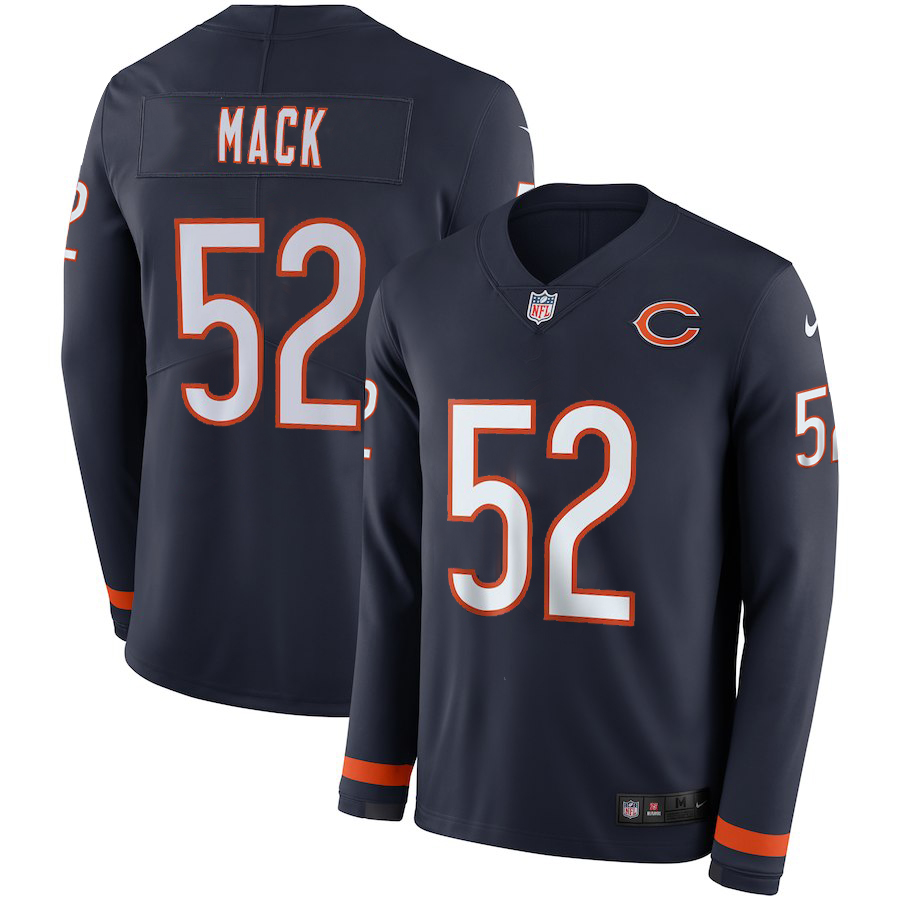 Men Chicago Bears #52 Mack blue  Limited NFL Nike Therma Long Sleeve Jersey->chicago bears->NFL Jersey